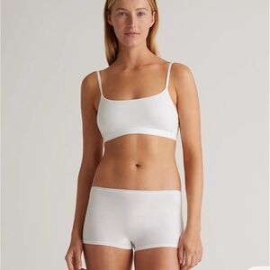 Quince Organic Cotton Scoop Bralette in soft white Size Large 2 pack